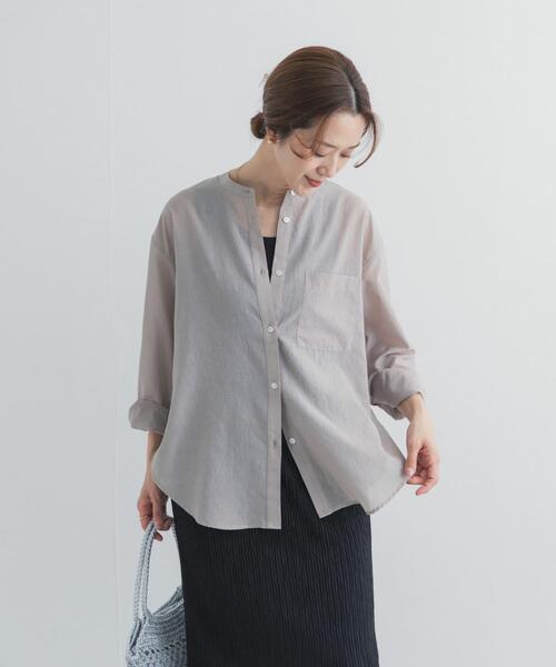 URBAN RESEARCH DOORS(アーバンリサーチドアーズ)の「『UR TECH』バンドカラーシャツ(シャツ/ブラウス・レディース・ライトグレー/ネイビー/ベージュ・FREE)」の11枚目の写真