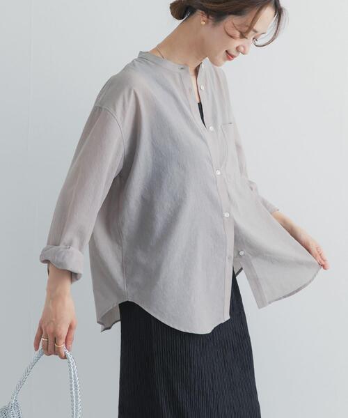 URBAN RESEARCH DOORS(アーバンリサーチドアーズ)の「『UR TECH』バンドカラーシャツ(シャツ/ブラウス・レディース・ライトグレー/ネイビー/ベージュ・FREE)」の15枚目の写真