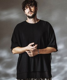【NO ID.】Drawstring Sheer Layered Big T-Shirt / ドローストリング シアー レイヤード ビッグ Tシャツ