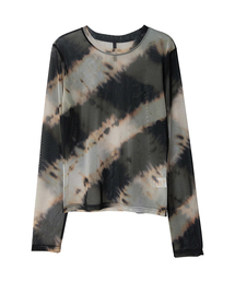 Sheer Mesh Long Sleeve (FL-142_Black&Sand Beige)