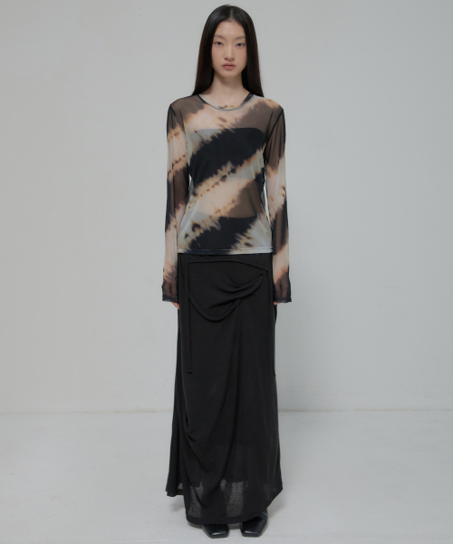 FLAREUP(フレアアップ)の「Sheer Mesh Long Sleeve (FL-142_Black&Sand Beige)(Tシャツ/カットソー・レディース・サンドベージュ・OS)」の10枚目の写真