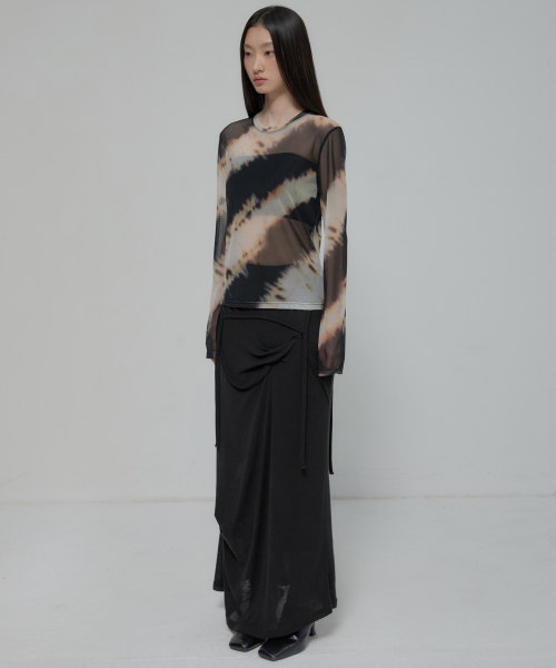 FLAREUP(フレアアップ)の「Sheer Mesh Long Sleeve (FL-142_Black&Sand Beige)(Tシャツ/カットソー・レディース・サンドベージュ・OS)」の9枚目の写真
