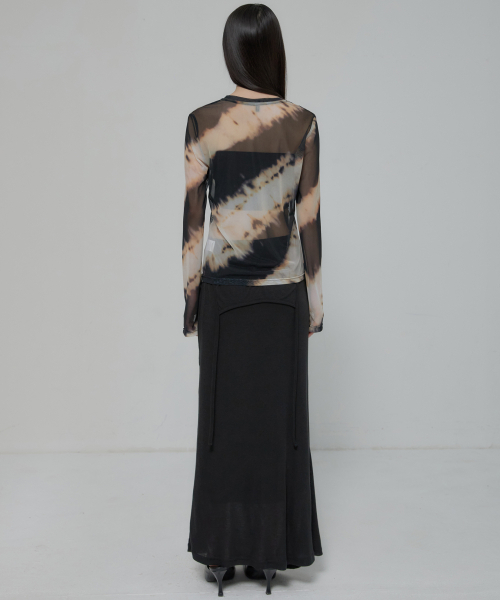 FLAREUP(フレアアップ)の「Sheer Mesh Long Sleeve (FL-142_Black&Sand Beige)(Tシャツ/カットソー・レディース・サンドベージュ・OS)」の8枚目の写真