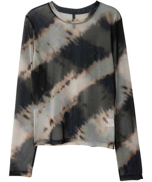 FLAREUP(フレアアップ)の「Sheer Mesh Long Sleeve (FL-142_Black&Sand Beige)(Tシャツ/カットソー・レディース・サンドベージュ・OS)」の4枚目の写真