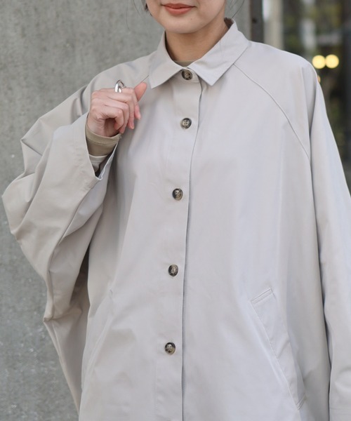 Marient（マリエント）の「ソフトツイルポンチョシャツ / ライトジャケット（シャツ/ブラウス・レディース・ベージュ/ブラック・FREE）」の17枚目の写真