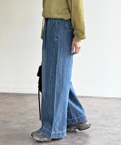 CPCM(シーピーシーエム)の「麻混デニムイージーパンツ(デニムパンツ・レディース・ブルー/サックスブルー/ブラック・FREE)」の9枚目の写真