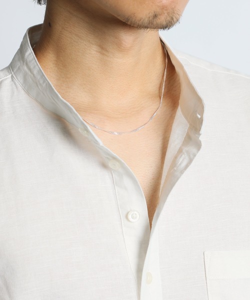 The DUFFER of ST.GEORGE（ザダファーオブセントジョージ）の「SILVER 925 CUT TWIST CHAIN NECKLACE：シルバー925 喜平チェーンネックレス / 日本製 / メイドインジャパン / ユニセックス / ロゴチャーム（ネックレス・メンズ・シルバー・F）」の2枚目の写真