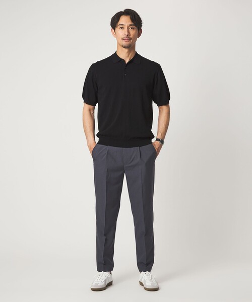 green label relaxing（グリーンレーベルリラクシング）の「【WEB限定】JUST fit ジャケイン ニット 半袖 ポロシャツ（ポロシャツ・メンズ・ブラック/ダークブラウン/ダークグレー/グレー系・S/L/M/XL）」の7枚目の写真
