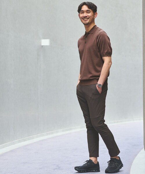 green label relaxing（グリーンレーベルリラクシング）の「【WEB限定】JUST fit ジャケイン ニット 半袖 ポロシャツ（ポロシャツ・メンズ・ブラック/ダークブラウン/ダークグレー/グレー系・S/L/M/XL）」の8枚目の写真