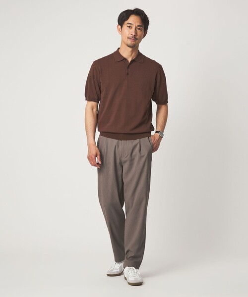 green label relaxing（グリーンレーベルリラクシング）の「【WEB限定】JUST fit ジャケイン ニット 半袖 ポロシャツ（ポロシャツ・メンズ・ブラック/ダークブラウン/ダークグレー/グレー系・S/L/M/XL）」の10枚目の写真