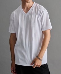 首元から男らしさと抜け感を【SETUP7】テレコ Vネック半袖Tシャツ YMSD / ストレッチ 伸縮性 上品 首長効果 小顔効果 清潔感 クールビズ