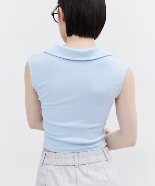 ELTONE(エルトーン)の「ポロカラーノースリーブトップス(Tシャツ/カットソー・レディース・ホワイト/ブルー/ブラック・FREE)」の16枚目の写真