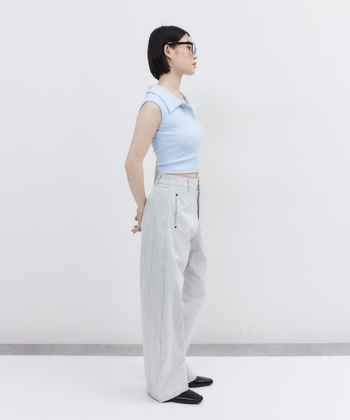 ELTONE(エルトーン)の「ポロカラーノースリーブトップス(Tシャツ/カットソー・レディース・ホワイト/ブルー/ブラック・FREE)」の19枚目の写真