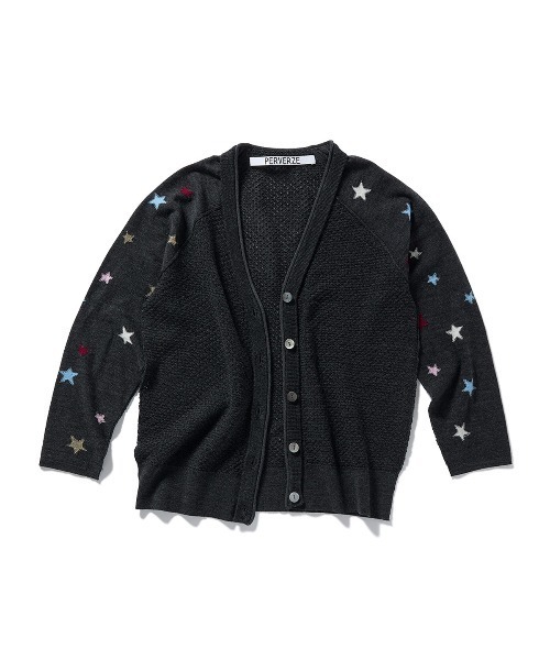 PERVERZE（パーバーズ）の「Star Sleeve Raglan Knit Cardigan（カーディガン/ボレロ・レディース・ネイビー/グレー・FREE）」の2枚目の写真