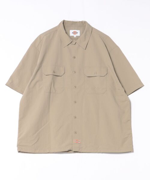 Dickies(ディッキーズ)の「【DICKIES/ディッキーズ】【ベタつかない清涼素材】ディッキーズ ナイロンワークシャツ 綿のような肌触り 軽量・速乾 夏の羽織り 1574ベース(シャツ/ブラウス・メンズ・ブラック/ダークベージュ・X-LARGE/LARGE/MEDIUM)」の1枚目の写真