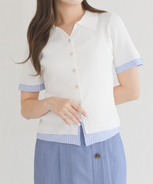 2026春夏新作 シャツレイヤードポロ襟リブニット