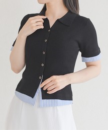 2026春夏新作 シャツレイヤードポロ襟リブニット