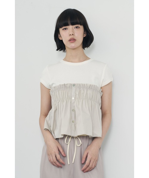Limue（リミュ）の「ビスチェドッキングTee（Tシャツ/カットソー・レディース・ブラック/ホワイト・FREE）」の5枚目の写真