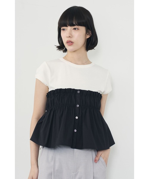 Limue（リミュ）の「ビスチェドッキングTee（Tシャツ/カットソー・レディース・ブラック/ホワイト・FREE）」の12枚目の写真