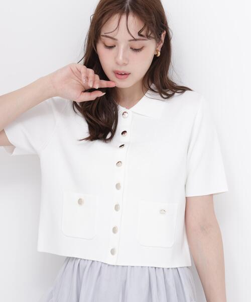PROPORTION BODY DRESSING(プロポーションボディドレッシング)の「【中川紅葉さん着用<ウォッシャブル/UVカット/接触冷感>ポロ衿ニットカーデ / 1216274600(カーディガン/ボレロ・レディース・ホワイト/レッド/グリーン・SMALL/MEDIUM)」の2枚目の写真