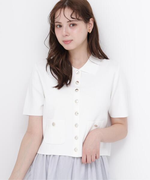 PROPORTION BODY DRESSING(プロポーションボディドレッシング)の「【中川紅葉さん着用<ウォッシャブル/UVカット/接触冷感>ポロ衿ニットカーデ / 1216274600(カーディガン/ボレロ・レディース・ホワイト/レッド/グリーン・SMALL/MEDIUM)」の4枚目の写真