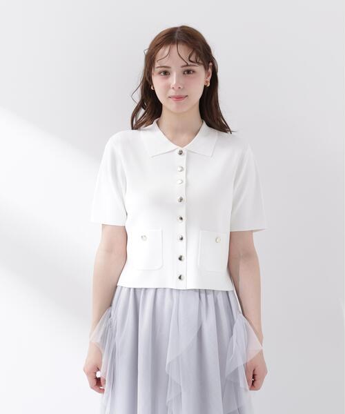 PROPORTION BODY DRESSING(プロポーションボディドレッシング)の「【中川紅葉さん着用<ウォッシャブル/UVカット/接触冷感>ポロ衿ニットカーデ / 1216274600(カーディガン/ボレロ・レディース・ホワイト/レッド/グリーン・SMALL/MEDIUM)」の9枚目の写真