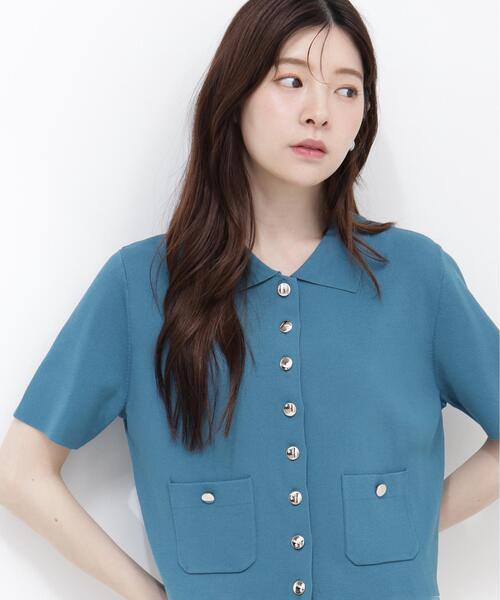 PROPORTION BODY DRESSING(プロポーションボディドレッシング)の「【中川紅葉さん着用<ウォッシャブル/UVカット/接触冷感>ポロ衿ニットカーデ / 1216274600(カーディガン/ボレロ・レディース・ホワイト/レッド/グリーン・SMALL/MEDIUM)」の8枚目の写真