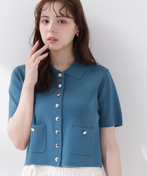 PROPORTION BODY DRESSING(プロポーションボディドレッシング)の「【中川紅葉さん着用<ウォッシャブル/UVカット/接触冷感>ポロ衿ニットカーデ / 1216274600(カーディガン/ボレロ・レディース・ホワイト/レッド/グリーン・SMALL/MEDIUM)」の10枚目の写真