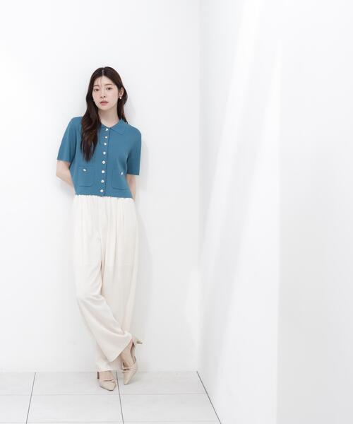 PROPORTION BODY DRESSING(プロポーションボディドレッシング)の「【中川紅葉さん着用<ウォッシャブル/UVカット/接触冷感>ポロ衿ニットカーデ / 1216274600(カーディガン/ボレロ・レディース・ホワイト/レッド/グリーン・SMALL/MEDIUM)」の11枚目の写真