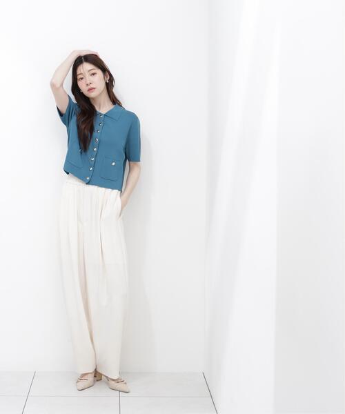 PROPORTION BODY DRESSING(プロポーションボディドレッシング)の「【中川紅葉さん着用<ウォッシャブル/UVカット/接触冷感>ポロ衿ニットカーデ / 1216274600(カーディガン/ボレロ・レディース・ホワイト/レッド/グリーン・SMALL/MEDIUM)」の13枚目の写真