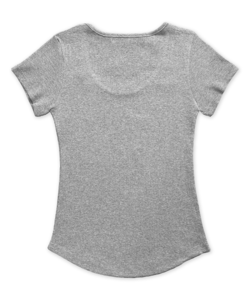DAMISH（ダミシュ）の「スプレーレタリングUネックスリムTシャツ_グレー（Tシャツ/カットソー・レディース・グレー・OS）」の5枚目の写真