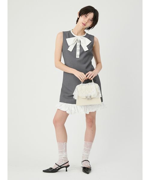 LILY BROWN（リリーブラウン）の「[L.B CANDY STOCK] 2wayレースカバーバッグ（ショルダーバッグ・レディース・アイボリー/ブラック・F）」の4枚目の写真
