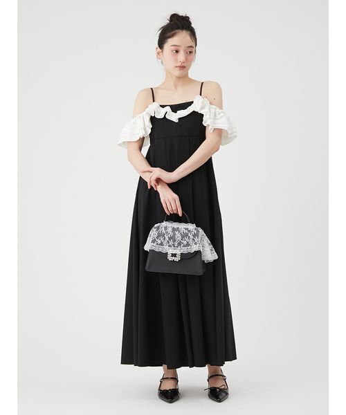 LILY BROWN（リリーブラウン）の「[L.B CANDY STOCK] 2wayレースカバーバッグ（ショルダーバッグ・レディース・アイボリー/ブラック・F）」の5枚目の写真