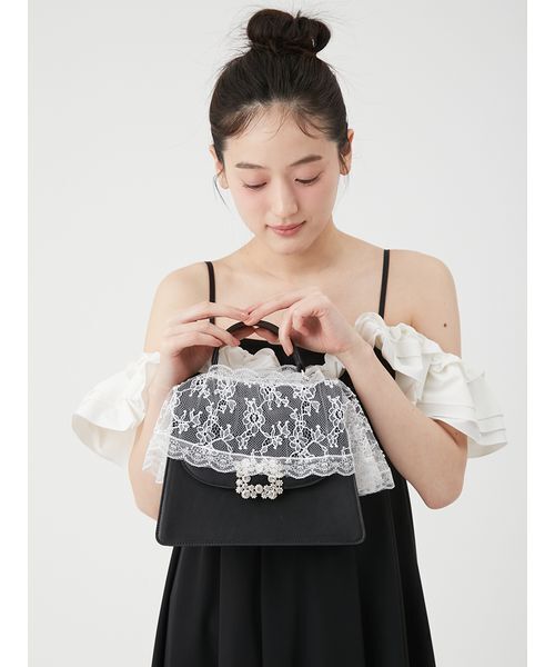 LILY BROWN（リリーブラウン）の「[L.B CANDY STOCK] 2wayレースカバーバッグ（ショルダーバッグ・レディース・アイボリー/ブラック・F）」の7枚目の写真