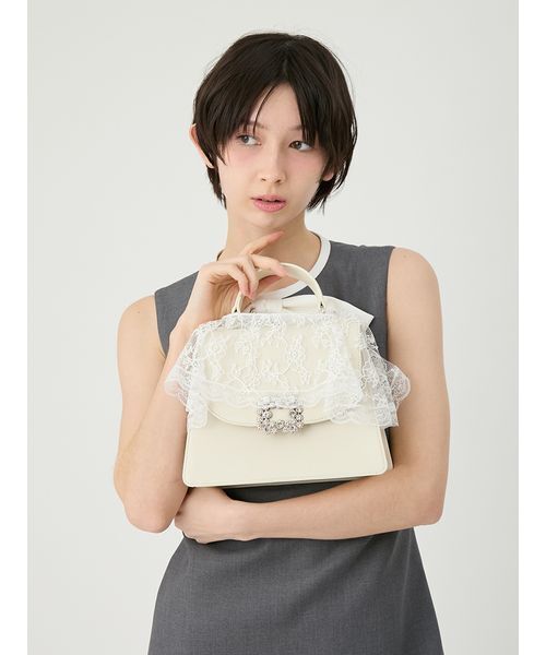 LILY BROWN（リリーブラウン）の「[L.B CANDY STOCK] 2wayレースカバーバッグ（ショルダーバッグ・レディース・アイボリー/ブラック・F）」の6枚目の写真