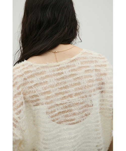 STYLEMIXER(スタイルミキサー)の「フリンジチュールトップ(Tシャツ/カットソー・レディース・ブラック/アイボリー・FREE)」の12枚目の写真
