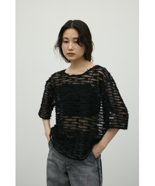 STYLEMIXER(スタイルミキサー)の「フリンジチュールトップ(Tシャツ/カットソー・レディース・ブラック/アイボリー・FREE)」の16枚目の写真