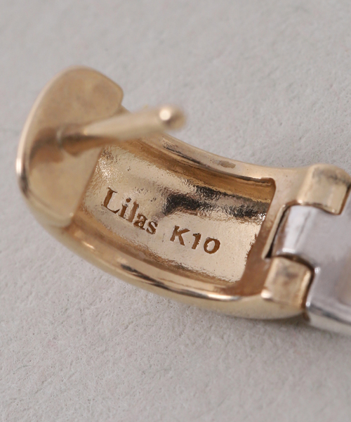 Lilas(リラ)の「《WEB限定》バイカラー2WAYフープピアス K10(両耳)(ピアス(両耳用)・レディース・ゴールド・FREE)」の3枚目の写真
