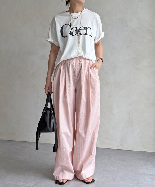 DouDou(ドゥドゥ)の「【WEB限定】CaenクルーネックロゴTEE(Tシャツ/カットソー・レディース・レッド/オフホワイト/チャコールグレー・FREE)」の18枚目の写真