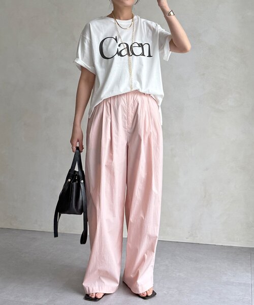 DouDou(ドゥドゥ)の「【WEB限定】CaenクルーネックロゴTEE(Tシャツ/カットソー・レディース・レッド/オフホワイト/チャコールグレー・FREE)」の19枚目の写真