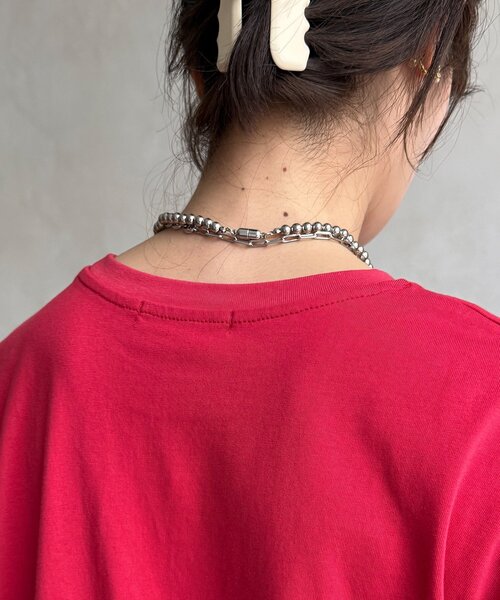DouDou(ドゥドゥ)の「【WEB限定】CaenクルーネックロゴTEE(Tシャツ/カットソー・レディース・レッド/オフホワイト/チャコールグレー・FREE)」の13枚目の写真