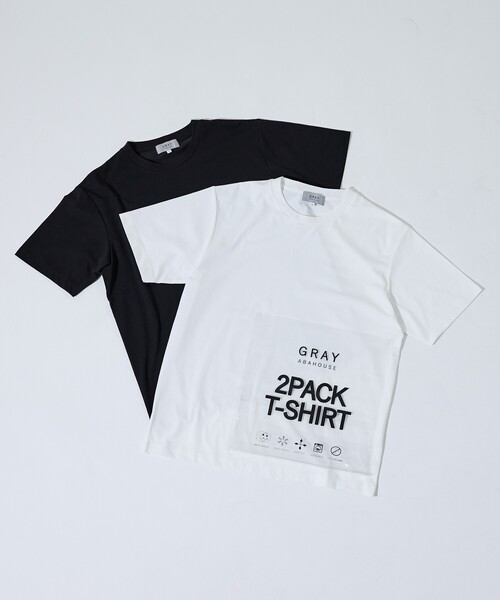 ABAHOUSE GRAY(アバハウスグレイ)の「【SMART CLOSET/2枚セット】接触冷感 シルケット天竺 クルーネック パックTシャツ / WEB限定(Tシャツ/カットソー・メンズ・ホワイト/その他/ブラック・44/46/48/50)」の20枚目の写真