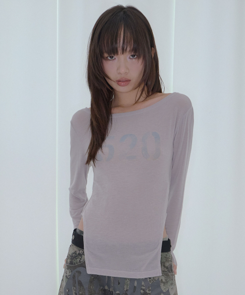 FANCY CLUB（ファンシークラブ）の「520 ボートネックシアーロングスリーブ (グレー) F26QB047（Tシャツ/カットソー・レディース・その他・ONE）」の2枚目の写真