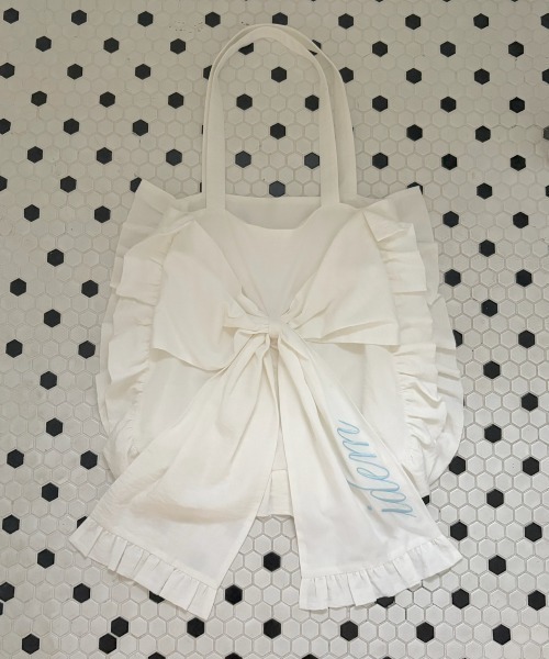 『いよかん』idemブラウス＆スカート＆シュシュ＆ノベルティバッグ＆シール セール】big ribbon frill tote bag / リボンバッグ（トートバッグ