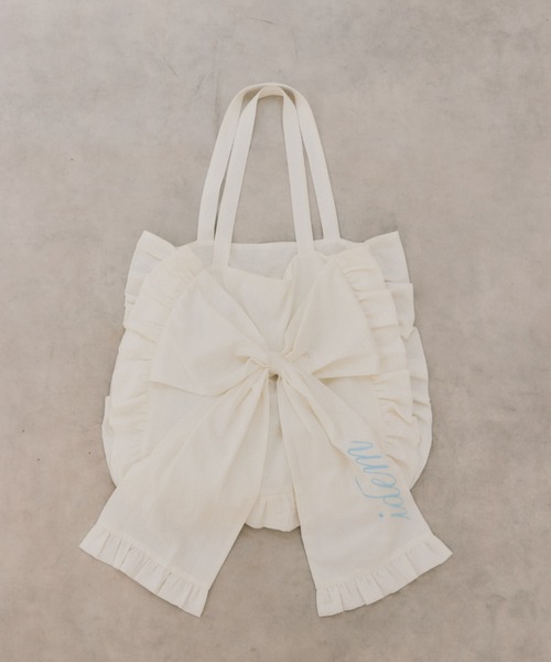idem(イデム)の「big ribbon frill tote bag / リボンバッグ(トートバッグ・レディース・ホワイト・FREE)」の6枚目の写真