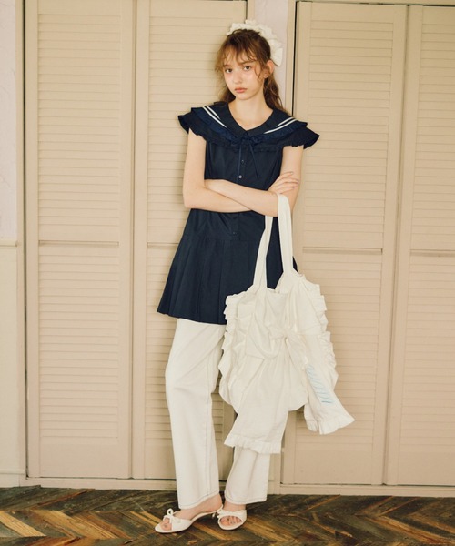 idem(イデム)の「big ribbon frill tote bag / リボンバッグ(トートバッグ・レディース・ホワイト・FREE)」の8枚目の写真