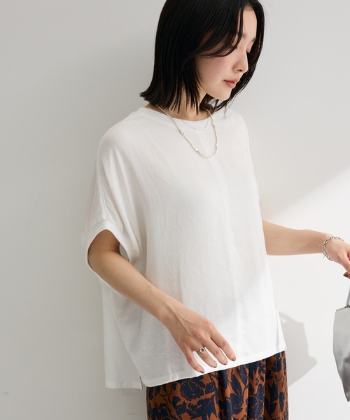 Green　Parks（グリーンパークス）の「リブドッキングブラウス（シャツ/ブラウス・レディース・ブラウン/サックスブルー/ホワイト系その他2/レッド/ブラック/オフホワイト・FREE）」の2枚目の写真