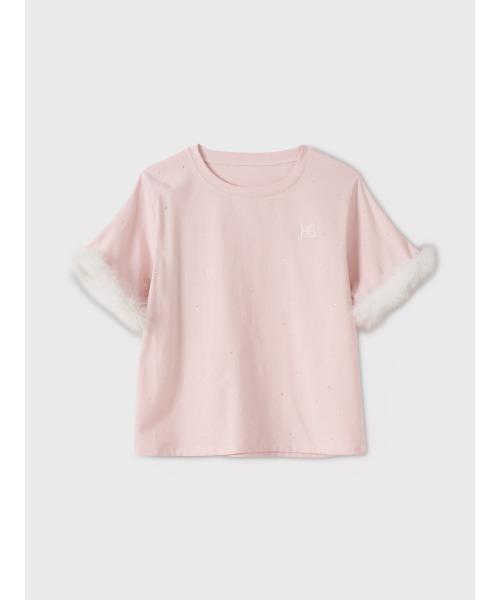 EIMY ISTOIRE(エイミーイストワール)の「FEATHER TEE(Tシャツ/カットソー・レディース・ライトピンク/ホワイト/ブラック・F)」の3枚目の写真