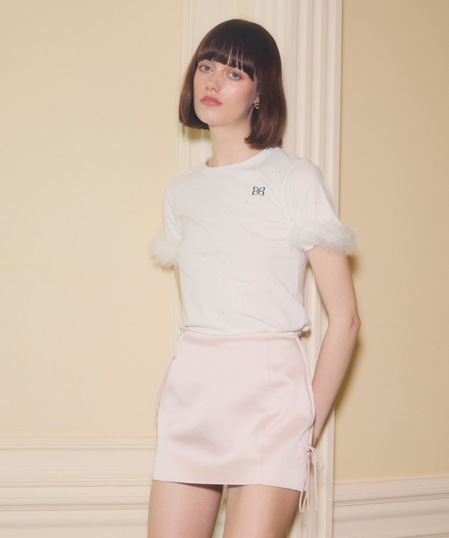 EIMY ISTOIRE(エイミーイストワール)の「FEATHER TEE(Tシャツ/カットソー・レディース・ライトピンク/ホワイト/ブラック・F)」の4枚目の写真