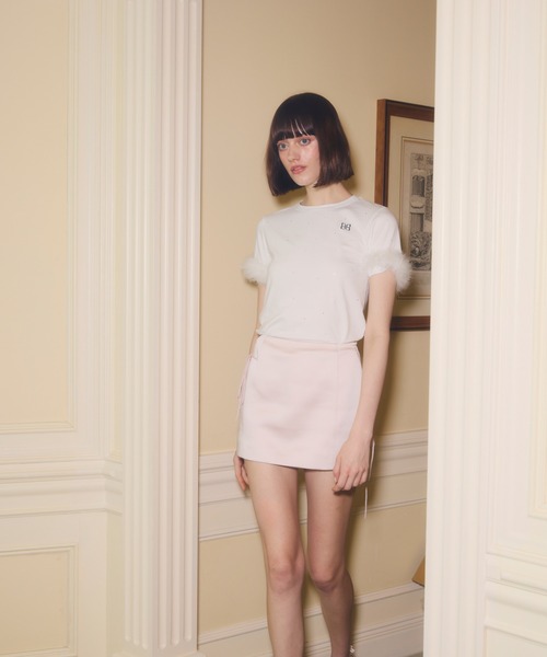 EIMY ISTOIRE(エイミーイストワール)の「FEATHER TEE(Tシャツ/カットソー・レディース・ライトピンク/ホワイト/ブラック・F)」の7枚目の写真